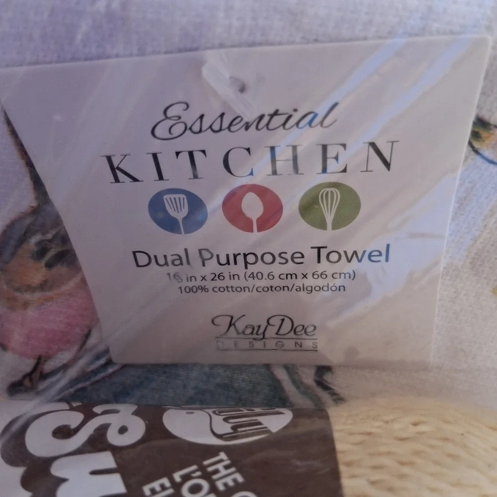 Mary Maxim Curious Cats Hanging Kitchen Towel Kit No. 95453N Sugar 'n Cream Yarn